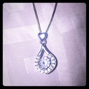 Bright Silver color teardrop/sm heart charms w/ CZ